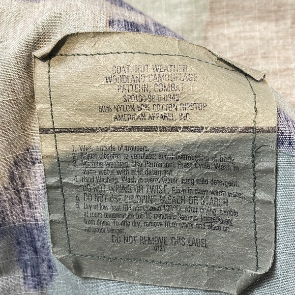 Military woodland camouflage pattern combat American Apparel rip stop size small - Picture 5 of 7